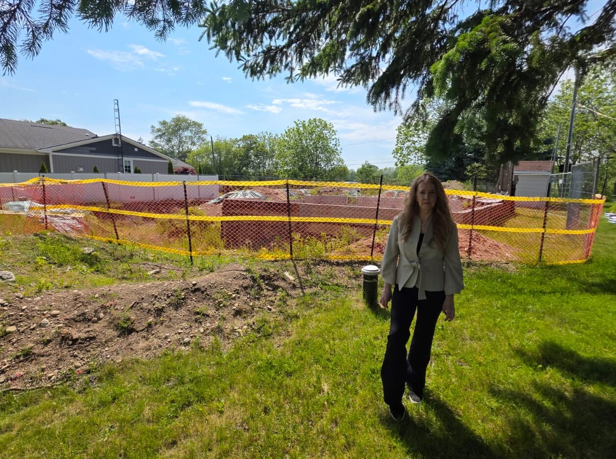 Christine Reio at the property purchased with her husband Daniel where ancient human remains were discovered in April 2024
