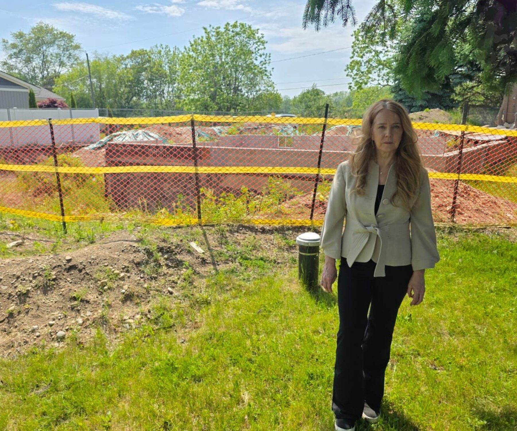 Christine Reio at the property purchased with her husband where ancient human remains were discovered in April 2024